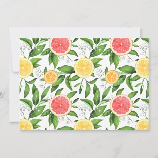 Waterverf Graefruits en Sinaasappels Summer Weddin Save The Date (Achterkant)
