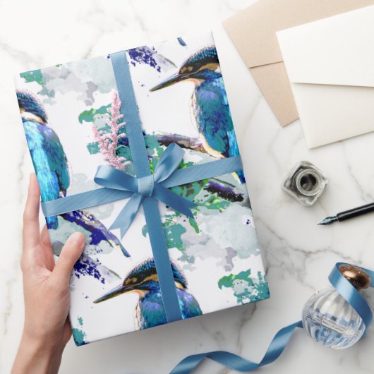 Waterverf Grafische kunst Kingfisher Vist Vogelkun Cadeaupapier (Geschenken)