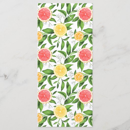 Waterverf Grapefruit en Sinaasappels Citrus Weddin Menu (Achterkant)