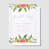 Waterverf Grapefruit en Sinaasappels Graduation Pa Vellum Uitnodigingen (Offset)