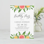 Waterverf Grapefruit en Sinaasappels Verjaardagsfe Kaart (Staand voorkant)