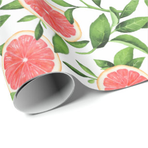 Waterverf Grapefruits en groen Patroon Cadeaupapier