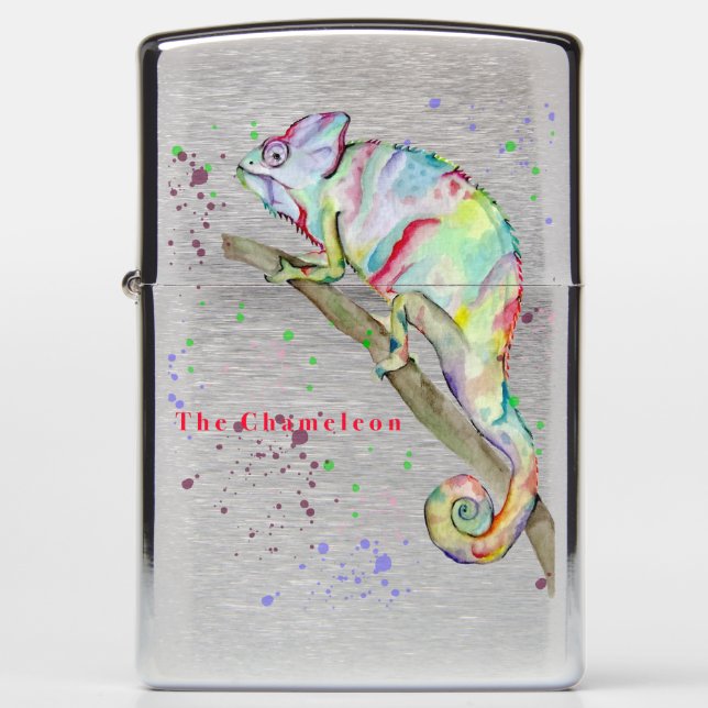 Waterverf grappige kameleon (Voorkant)