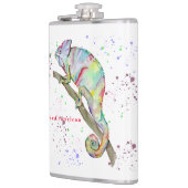 Waterverf grappige kameleon heupfles (Links)