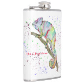 Waterverf grappige kameleon heupfles (Rechts)