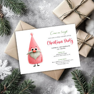 Waterverf grappige roze gekke kerstman feest uitno kaart