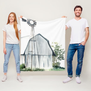 Waterverf Gray Barn Fleece Deken