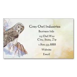 Waterverf Gray Owl Industries Bird Magnetisch Visitekaartje