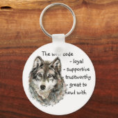 Waterverf Gray Wolf Code Quote, Wolven Animal Sleutelhanger (Voorkant)