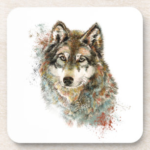 Waterverf Gray Wolf Wildlife Animal Natuur Bier Onderzetter