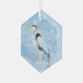 Waterverf Great Blue Heron Bird Glas Ornament (Voorkant links)