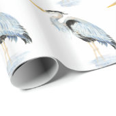 Waterverf Great Blue Heron Bird Natuur Design Cadeaupapier (Rol Hoek)