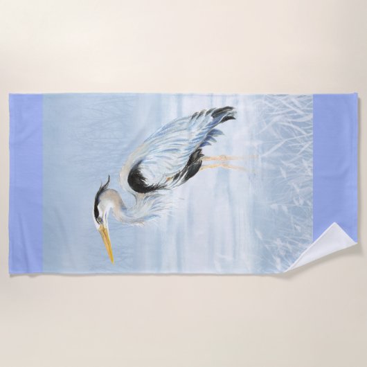 Waterverf Great Blue Heron Bird Natuur Wildlife Strandlaken (Voorkant)