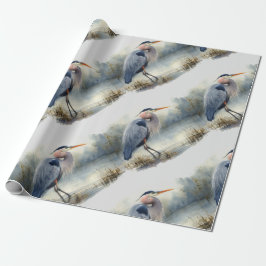 Waterverf Great Blue Heron Bird Wildlife Natuur Cadeaupapier
