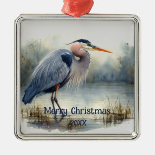 Waterverf Great Blue Heron Bird Wildlife Natuur Metalen Ornament