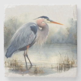 Waterverf Great Blue Heron Bird Wildlife Natuur Stenen Onderzetter