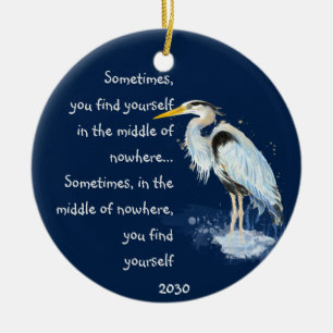 Waterverf Great Blue Heron Inspirerend Quote Keramisch Ornament