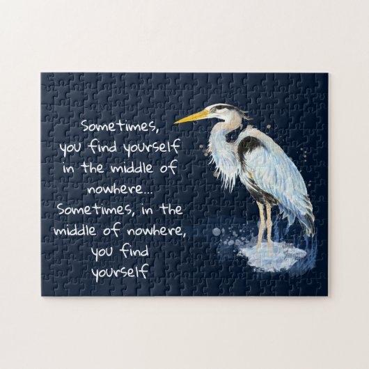 Waterverf Great Blue Heron Inspirerend Quote Legpuzzel (Horizontaal)