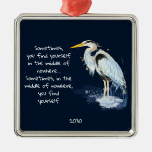 Waterverf Great Blue Heron Inspirerend Quote Metalen Ornament