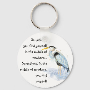 Waterverf Great Blue Heron Inspirerend Quote Sleutelhanger