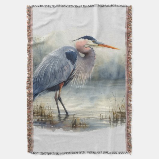 Waterverf Great Blue Heron Water Bird Willife Deken (Voorkant Verticaal)