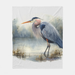Waterverf Great Blue Heron Water Bird Willife Fleece Deken
