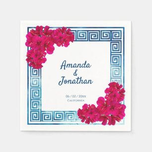Waterverf Grecian Elegance + Pink Flowers Servet