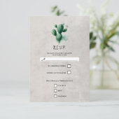 Waterverf Green Cactus Stone Grey Wedding RSVP (Staand voorkant)