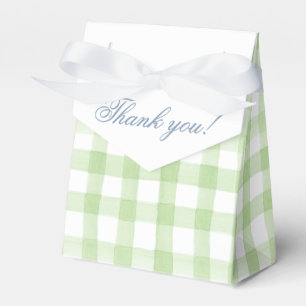 Waterverf Green en White Gingham Crest Bedankdoosjes