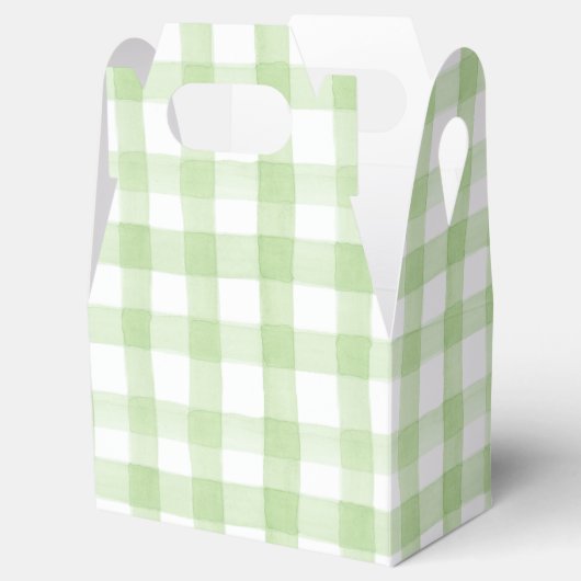 Waterverf Green en White Gingham Crest Bedankdoosjes (Geopend)