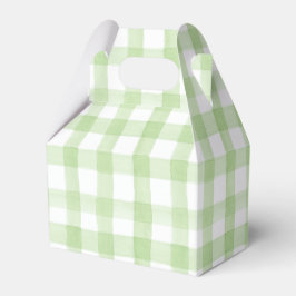 Waterverf Green en White Gingham Crest Bedankdoosjes
