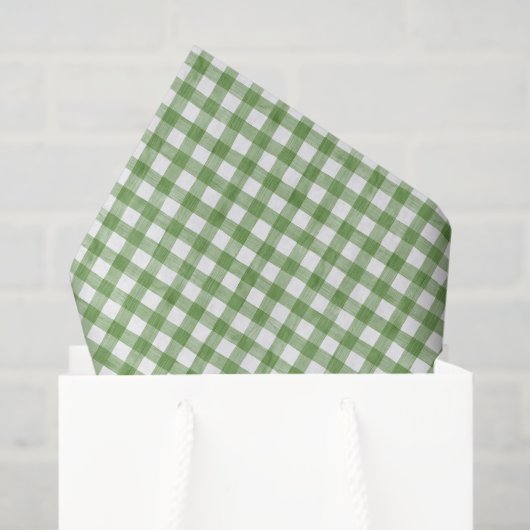 Waterverf Green en White Gingham Tissuepapier (Cadeauzakje)