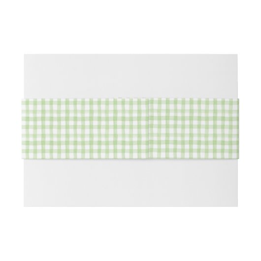 Waterverf Green en White Gingham Uitnodigingen Wikkel (Achterkant Voorbeeld)
