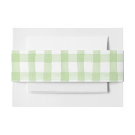 Waterverf Green en White Gingham Uitnodigingen Wikkel