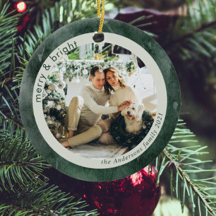 Waterverf Green Family Foto Merrie en helderheid Keramisch Ornament