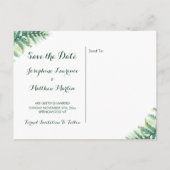 Waterverf Green Fern Save the Date Aankondigingskaart (Achterkant)