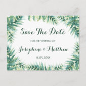 Waterverf Green Fern Save the Date Aankondigingskaart (Voorkant)