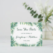 Waterverf Green Fern Save the Date Aankondigingskaart (Staand voorkant)