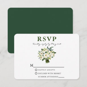 Waterverf Green Floral Bouquet Greenery RSVP Kaartje