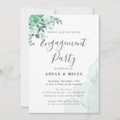 Waterverf Green Flowers Engagement Party Kaart (Voorkant)