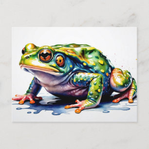 Waterverf Green Frog, Schattigee kleurrijke pad Briefkaart