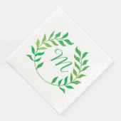 Waterverf Green Garland Monogram Servetten (Hoek)