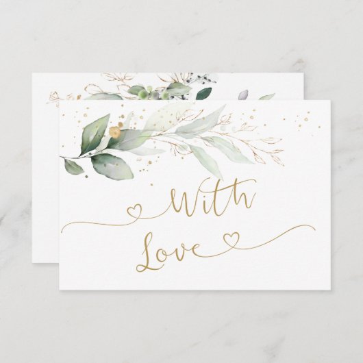 Waterverf Green Gold Foliage Weddenschap Hartelijk Bedankkaart (Voorkant / Achterkant)