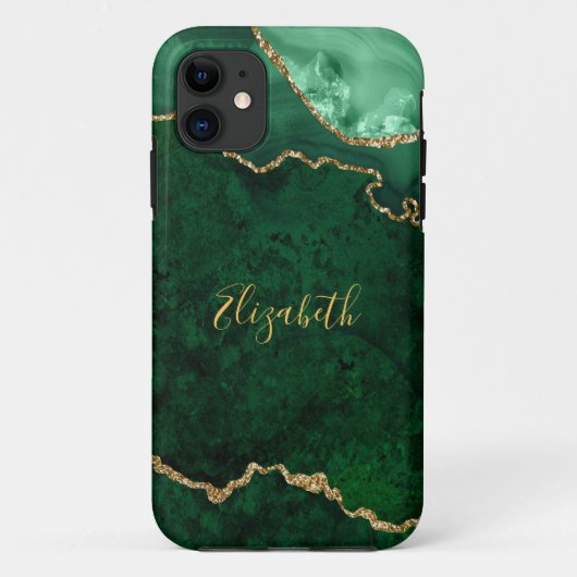 Waterverf Green Gold Marble Agate Geode Case-Mate iPhone Case (Achterkant)