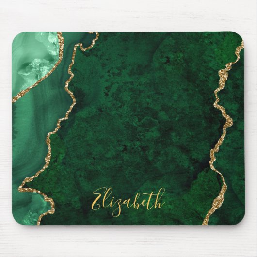 Waterverf Green Gold Marble Agate Geode Muismat (Voorkant)