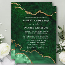 Waterverf Green Gold Marble Agate Geode Wedding