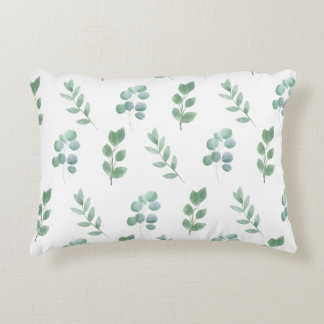 Waterverf Green Leaf Pattern – Elegant Botanisch Accent Kussen