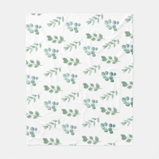 Waterverf Green Leaf Pattern – Elegant Botanisch Fleece Deken (Voorkant)