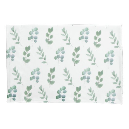 Waterverf Green Leaf Pattern – Elegant Botanisch Kussensloop (Voorkant)