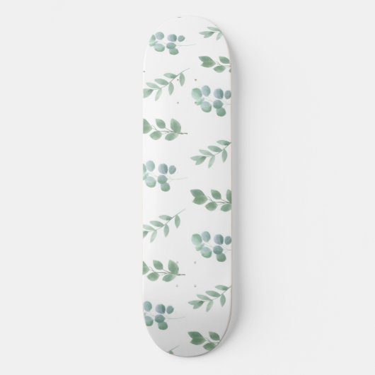 Waterverf Green Leaf Pattern – Elegant Botanisch Skateboard (Voorkant)